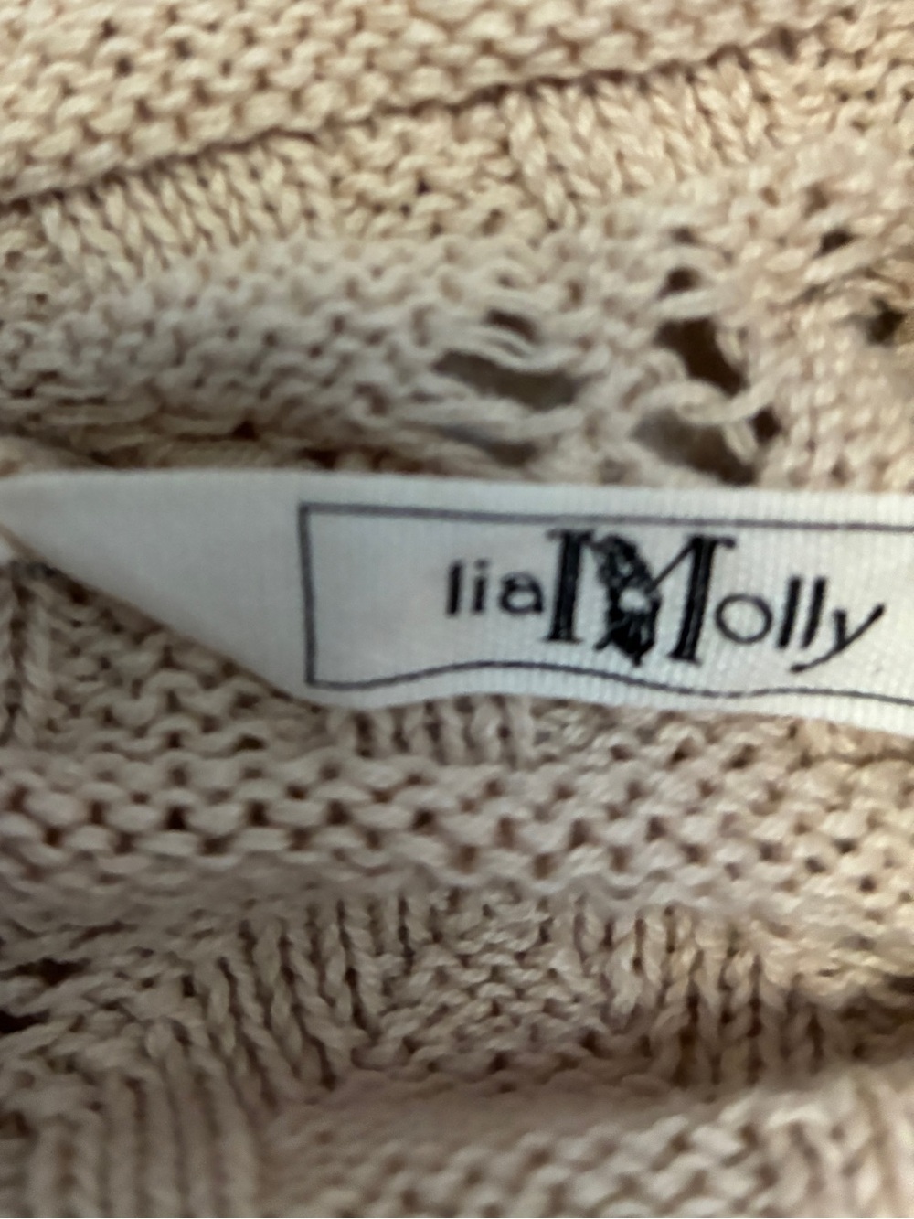 Lia Molly Tan Crochet Open-Front Women's Sweater Shrug 100% Cotton Festival Y2K - Picture 4 of 7
